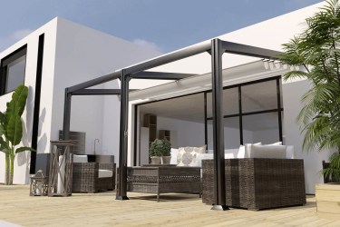 Pergola avec rideau de toit alu Antigua