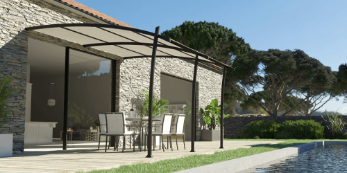 Tonnelle Provence adossée en acier 3x4m